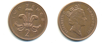 Великобритания 2 пенса 1997 Елизавета II (1952-2022) KM 936а, Spink 4386 (C4) сталь плакированная медью 177-844