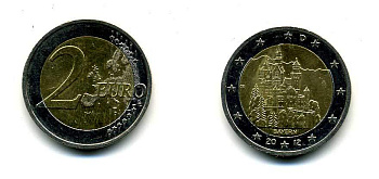 ФРГ 2 ЕВРО 2012 D, БАВАРИЯ KM NEW биметалл 51-5117