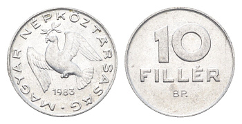 Венгрия 10 филлеров 1983 BP KM 572 алюминий 4665-862