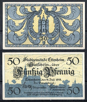 Эттенхайм (Баден) 50 пфеннигов 1918 Mehl Grabowski E31.4 бумага UNC (пресс) 7555-60-3-2