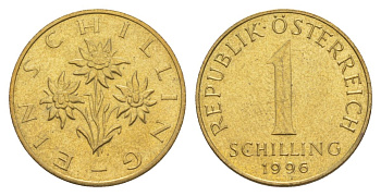 Австрия 1 шиллинг 1996 KM 2886 алюминиевая бронза 4633-942