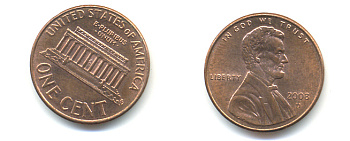 США 1 ЦЕНТ 2008 D ЛИНКОЛЬН KM 201b цинк плакированный медью 86-535