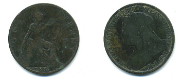 Великобритания 1 пенни 1896 Виктория (1837-1901) KM 790, Spink 3961 бронза 4383-541