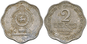 Шри-Ланка 2 цента 1975 KM 138 алюминий 4136-536