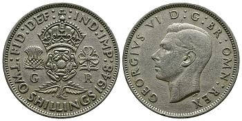 Великобритания 2 шиллинга (флорин) 1948 Георг VI (1936-1952) KM 865, Spink 4102 медно-никель 4381-1136