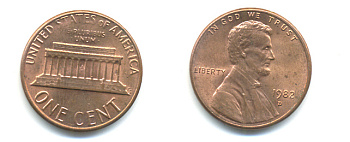 США 1 ЦЕНТ 1982 D, ЛИНКОЛЬН KM 201 медь цинк 86-131