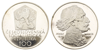 Чехословакия 100 крон 1971 Йозеф Манес KM 73 серебро  PROOF  1095-10-64