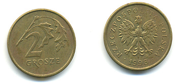 Польша 2 гроша 1998 MW KM 277, Parchimowicz 702e латунь 3999-1117