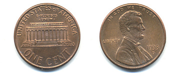 США 1 цент 1993 D, Авраам Линкольн KM 201b цинк плакированный медью 86-269