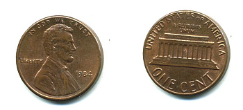 США 1 ЦЕНТ 1984 ЛИНКОЛЬН KM 201b цинк плакированный медью 46-646