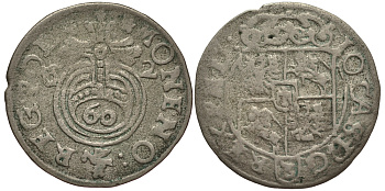 Польша 3 полкера (3 полторака - 1 крейцер) 1662 (16)62, Ян Казимир Понятовский (1649-1668), вес 1,03 гр. KM 105 серебро 1516-1231