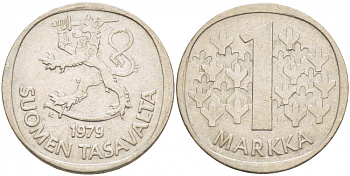 ФИНЛЯНДИЯ 1 МАРКА 1979 K KM 49а медно-никель 3718-752