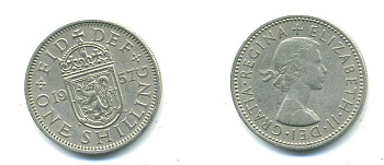 Великобритания 1 шиллинг 1957 Елизавета II (1952-2022), Шотландский герб KM 905, Spink 4148 медно-никель 23-945