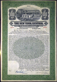 THE NEW YORK CENTRAL RAILROAD COMPANY 4 1/2% ЗАЕМНЫЙ ЛИСТ В 1000 ДОЛЛАРОВ бумага 5553-32