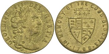 Англия жетон игровой ND ГЕОРГ III, В ПАМЯТЬ О СТАРЫХ ДОБРЫХ ДНЯХ желтый металл 99-454