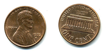 США 1 ЦЕНТ 1976 D, ЛИНКОЛЬН KM 201 медь цинк 54-224