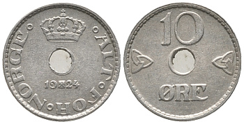 НОРВЕГИЯ 10 ЭРЕ 1924 ХОКОН VII (1905-1957) KM 383 медно-никель 100-1166