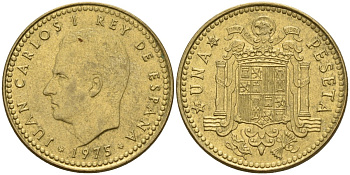 Испания 1 песета 1975 (80) Хуан Карлос I (1975-2014) KM 806 алюминиевая бронза 4155-442
