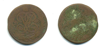 РОССИЯ 1 КОПЕЙКА 1760 медь 61-732