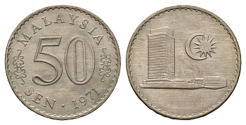Малайзия 50 сенов 1971 KM 5 медно-никель UNC 4671-1156