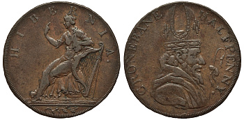 Ирландия 1/2 пенни ND токен, епископ медь 441-243