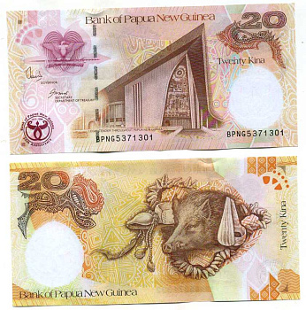 Папуа-Новая Гвинея 20 кинов 2008 35 лет центробанку Pick 36 a бумага UNC (пресс) 449-5-2