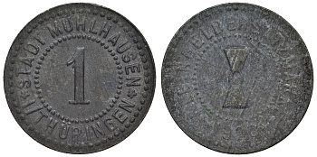 Мюльхаузен в Тюрингии 1 пфенниг 1920  Funck 342.13, Men18 21432.17 цинк     4118-1013