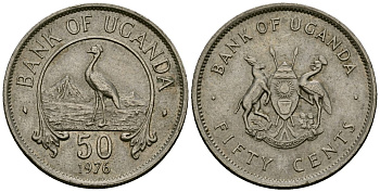 Уганда 50 центов 1976 KM 4a сталь плакированная медно-никелем 4138-225