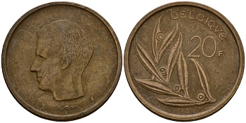 Бельгия 20 франков 1980 Belgique, Бодуэн I (1951-1993) KM 159 никель бронза 4601-331
