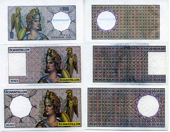 ГРЕЦИЯ НАБОР ИЗ 5 БАНКНОТ ND ECHANTILLON, ОБРАЗЦЫ, ПРОБА ПЕЧАТИ бумага UNC (ПРЕСС) 7146-36-2-2