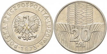 Польша 20 злотых 1973 монетный двор Кремница KM 67, Parchimowicz 245a медно-никель 4536-1233