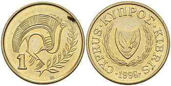 Кипр 1 цент 1998 KM 53.3 никель латунь 4174-1215