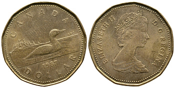 Канада 1 доллар 1987 Елизавета II (1952-2022), утка KM 157 никель плакированный алюминиевой бронзой 3334-412