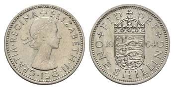 Великобритания 1 шиллинг 1964 Елизавета II (1952-2022), Английский герб KM 904, Spink 4147 медно-никель UNC 4121-844