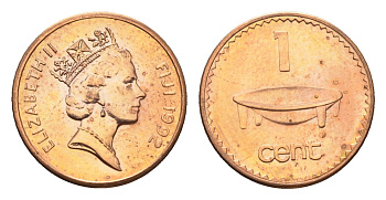 Фиджи 1 цент 1992 KM 49a цинк плакированный медью UNC 4627-651