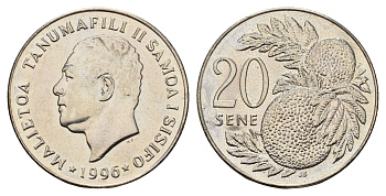 Самоа 20 сене 1996 Малиетоа Танумафили II KM 16 медно-никель UNC 4678-737