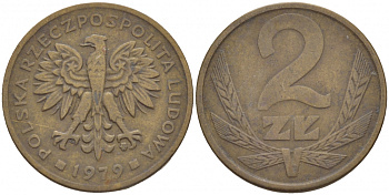 Польша 2 злотых 1979 MW KM 80.1 латунь 4548-515