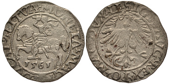 Польша 1/2 гроша 1561 Сигизмунд II Август (1544-1572), вес 1,2 гр. Gumowski 598, Kopicki 3264 серебро 1516-1443