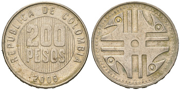 Колумбия 200 песо 2006 KM 287 медь цинк никель 4391-521