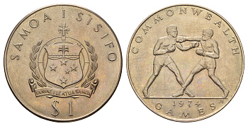 Самоа 1 тала 1974 Игры Содружества - бокс KM 18 медно-никель UNC 4677-832
