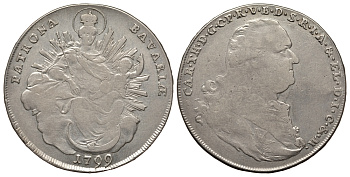 Бавария 1 талер 1799 мадонна Dav. 1966, Hahn 347, KM 600.2 серебро 00-811-52
