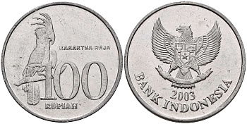 Индонезия 100 рупий 2003 черный пальмовый какаду KM 61 алюминий 4511-957