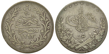 Египет 10 гиршей 1904 H, год 30, Абдул-Хамид II (1876-1909) KM 295 серебро 603-224