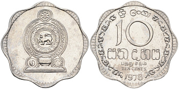 Цейлон 10 центов 1978 KM 140 a алюминий 4586-324