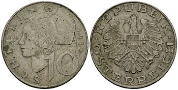 Австрия 10 шиллингов 1975 KM 2918 медно-никель 4135-1123