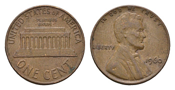 США 1 цент 1960 Авраам Линкольн KM 201 медь цинк 4674-463