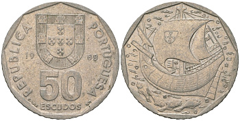 Португалия 50 эскудо 1988 KM 636 медно-никель 4574-426