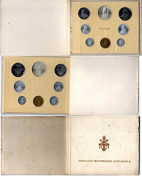 Ватикан официальный набор из 8 монет (1, 2, 5, 10, 20, 50, 100 и 500 лир) 1962 в оригинальном буклете KM MS65 (67, 68, 69, 70, 71, 72, 73 и 74) UNC 4-3-4-42