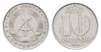 ГДР 10 пфеннигов 1968 KM 10 алюминий 4617-137