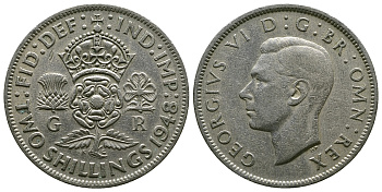 Великобритания 2 шиллинга (флорин) 1948 Георг VI (1936-1952) KM 865, Spink 4102 медно-никель 4381-1211